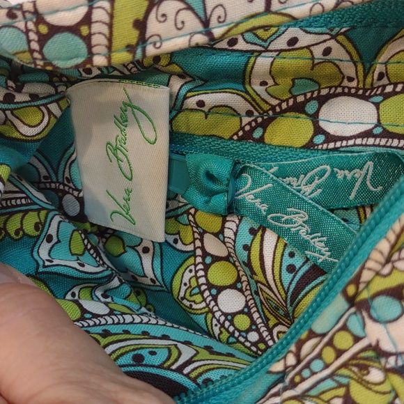 Vera Bradley Retired Pattern Peacock Green Teal Blue Small Shoulder Hobo Purse - Picture 7 of 12